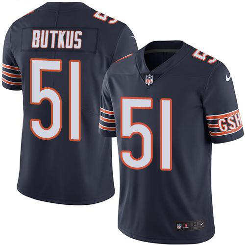 Men's Nike Chicago Bears #51 Dick Butkus Navy Blue Stitched NFL Limited Rush Jersey