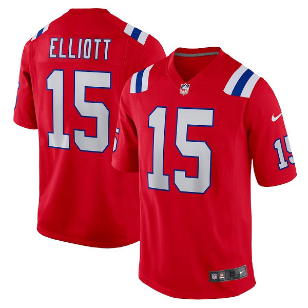 Men's New England Patriots #15 Ezekiel Elliott Nike Red Alternate Limited Player Jersey