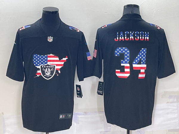 Men's Las Vegas Raiders #34 Bo Jackson Black Flag Stitched NFL Limited Jersey