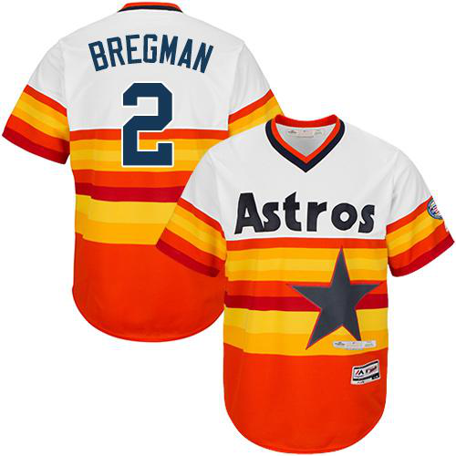 Houston Astros #2 Alex Bregman White/Orange Flexbase Collection Cooperstown Stitched MLB Jersey