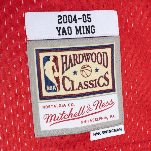 Men's Houston Rockets Yao Ming Mitchell & Ness Navy/Red Hardwood Classics 2004/05 Split Swingman Jersey