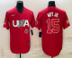 Men's USA Baseball #15 Bobby Witt Jr 2023 Red World Baseball Classic Stitched Jersey