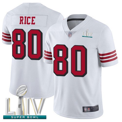 San Francisco 49ers #80 Jerry Rice White Rush Super Bowl LIV Bound Youth Stitched NFL Vapor Untouchable Limited Jersey