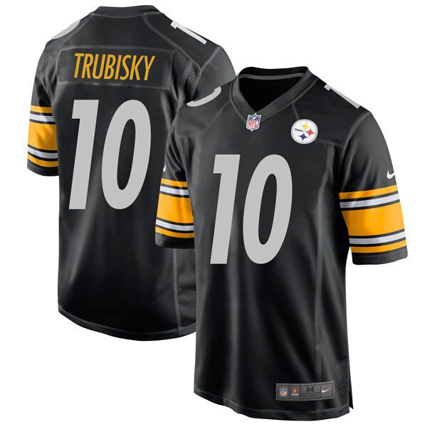 Men's Pittsburgh Steelers #10 Mitchell Trubisky Game Black Stitched Jersey