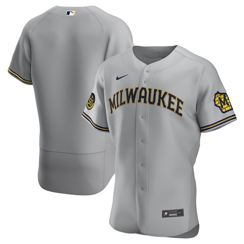 Men's Milwaukee Brewers Nike Blank Gray Road 2020 Team Jersey