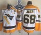 Pittsburgh Penguins #68 Jaromir Jagr White/Yellow CCM Throwback 2017 Stanley Cup Finals Champions Stitched NHL Jersey