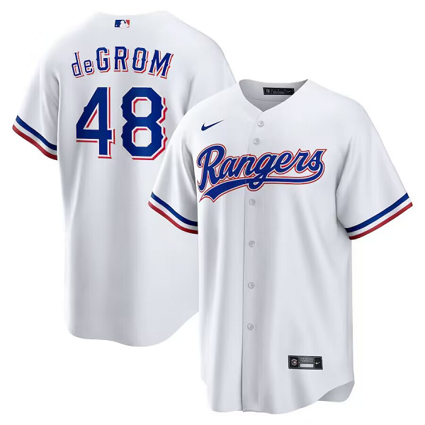 Men's Texas Rangers #48 Jacob deGrom Nike White Home Cool Base Jersey