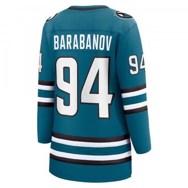 Women's San Jose Sharks Alexander Barabanov Fanatics Teal Home Breakaway Player Jersey