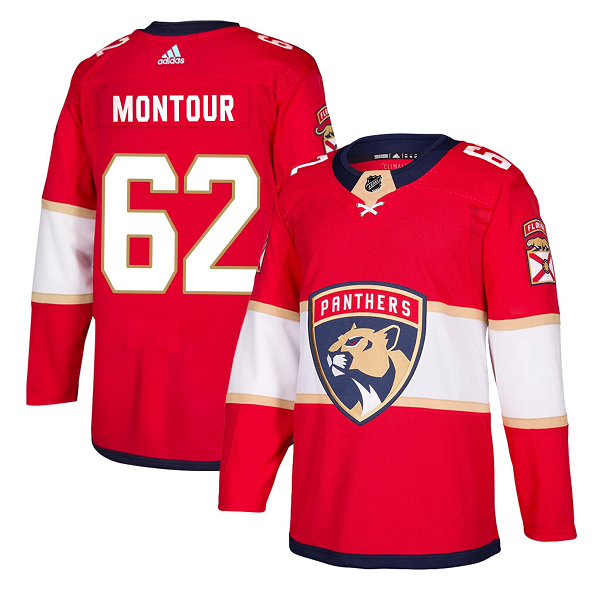 Men's Florida Panthers #62 Brandon Montour Red Home Jersey