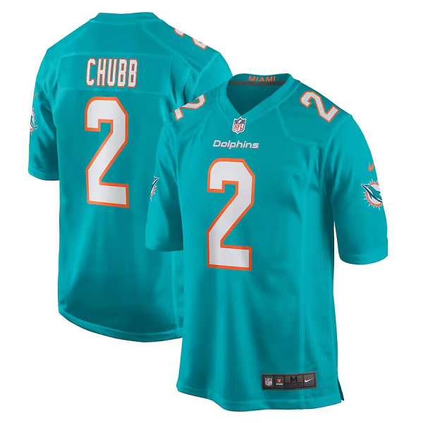 Men's Miami Dolphins #2 Bradley Chubb Nike Aqua Game Player NFL Jersey