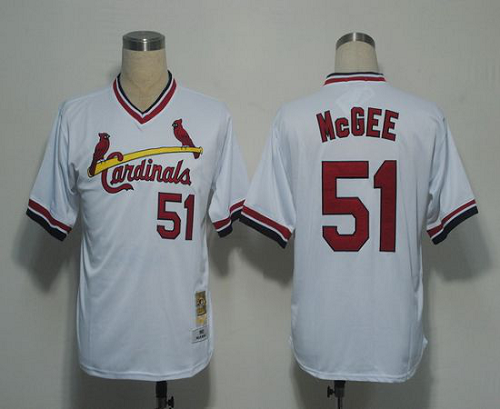 Mitchell And Ness St. Louis Cardinals #51 Willie McGee White Throwback Stitched MLB Jersey