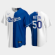 Men's White-Royal Los Angeles Dodgers Home MLB Jersey #50 Mookie Betts Replica Split