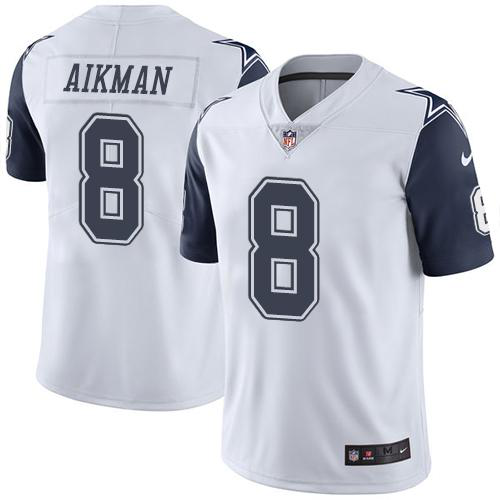 Nike Dallas Cowboys #8 Troy Aikman White Men's Stitched NFL Limited New Color Rush Jersey