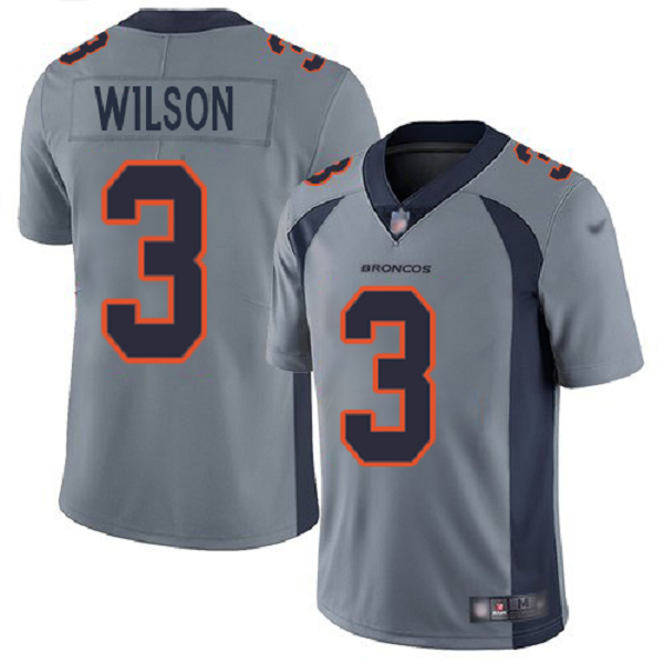 Men's Denver Broncos #3 Russell Wilson Gray Vapor Untouchable Limited Stitched Jersey