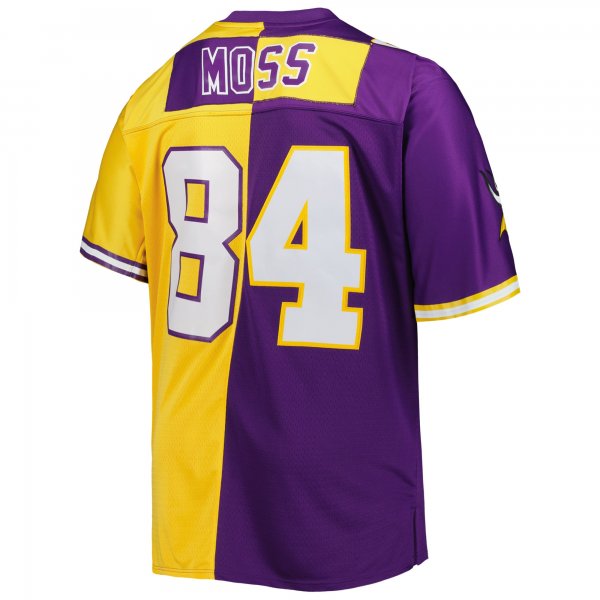 Men's Minnesota Vikings Randy Moss Mitchell & Ness Purple/Gold Big & Tall Split Legacy Retired Player Replica Jersey