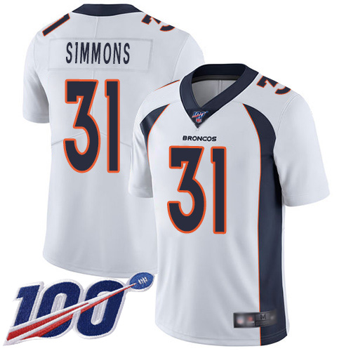 Denver Broncos #31 Justin Simmons White Men's Stitched NFL 100th Season Vapor Limited Jersey