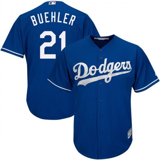 Men's Majestic Los Angeles Dodgers #21 Walker Buehler Royal Cool Base Alternate MLB Jersey