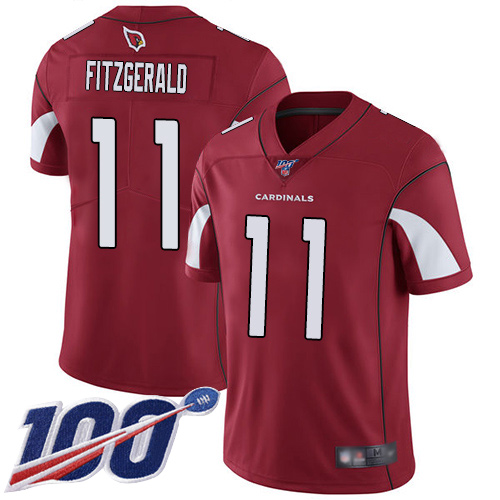 Arizona Cardinals #11 Larry Fitzgerald Red Team Color Youth Stitched NFL 100th Season Vapor Limited Jersey