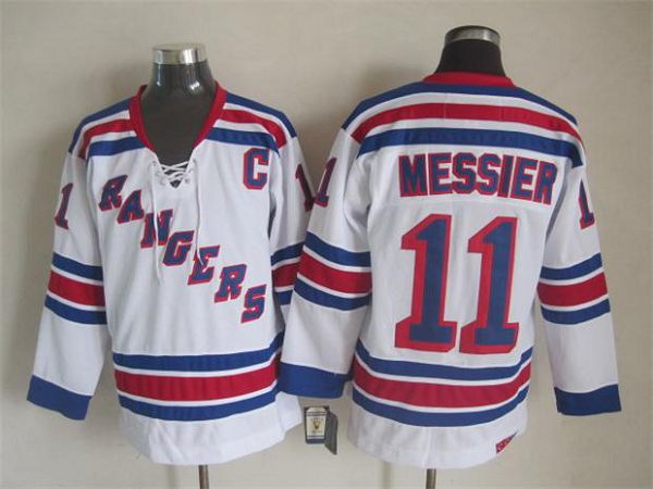 Men's New York Rangers #11 Messier White Throwback NHL Jersey