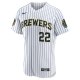 Men's Milwaukee Brewers Christian Yelich Nike White Alternate Player Jersey