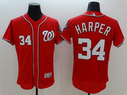 Washington Nationals #34 Bryce Harper Red Flexbase Collection Stitched MLB Jersey