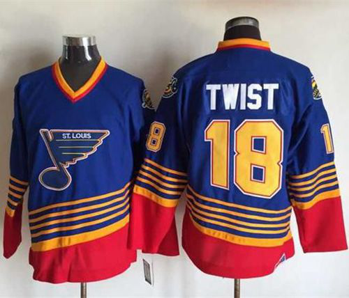 St. Louis Blues #18 Tony Twist Light Blue/Red CCM Throwback Stitched NHL Jersey