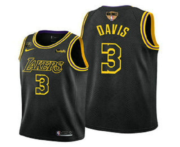 Men's Los Angeles Lakers #3 Anthony Davis 2020 Black Finals Stitched NBA Jersey