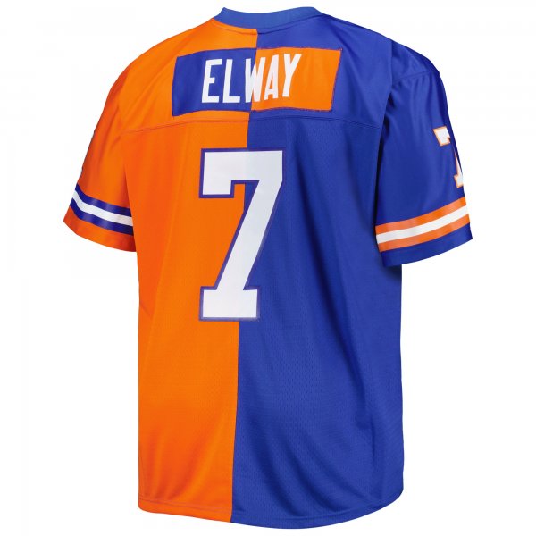 Men's Denver Broncos John Elway Mitchell & Ness Royal/Orange Big & Tall Split Legacy Retired Player Replica Jersey