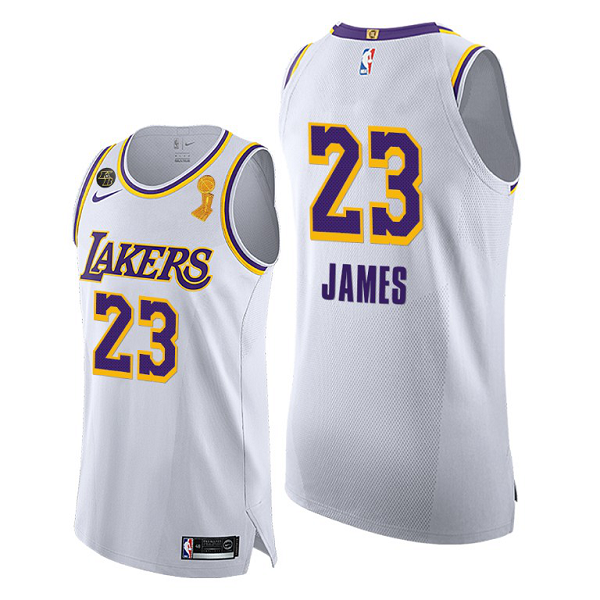 Los Angeles Lakers LeBron James 2020 NBA Finals Champions White Association Jersey Social justice