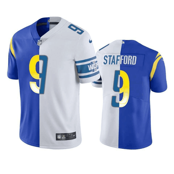 Men's Nike Los Angeles Rams Lions #9 Matthew Stafford Split Royal White Vapor Limited NFL Jersey