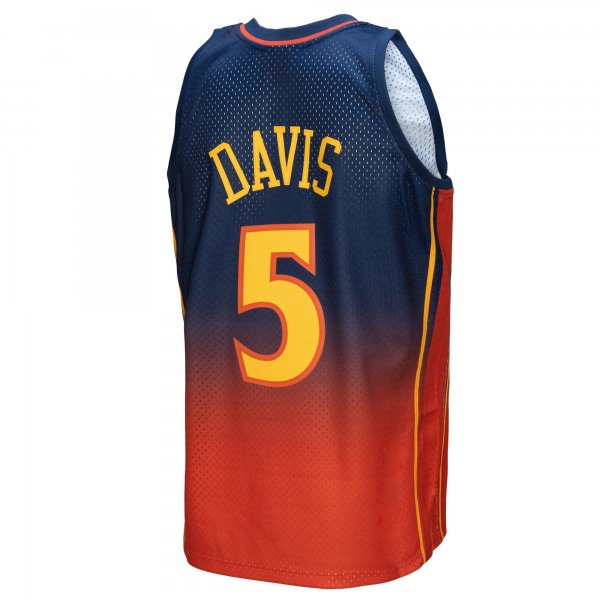 Men's Golden State Warriors Baron Davis Mitchell & Ness Navy/Orange 2006/07 Hardwood Classics Fadeaway Swingman Player Jersey