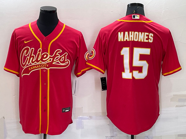 Men's Kansas City Chiefs #15 Patrick Mahomes Red Stitched Baseball Cool Base Jersey