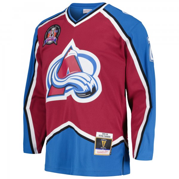 Men's Colorado Avalanche Peter Forsberg Mitchell & Ness Burgundy  1995/96 Blue Line Player Jersey