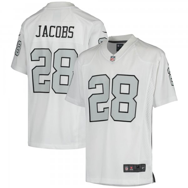 Youth Las Vegas Raiders Josh Jacobs Nike White Color Rush Game Jersey