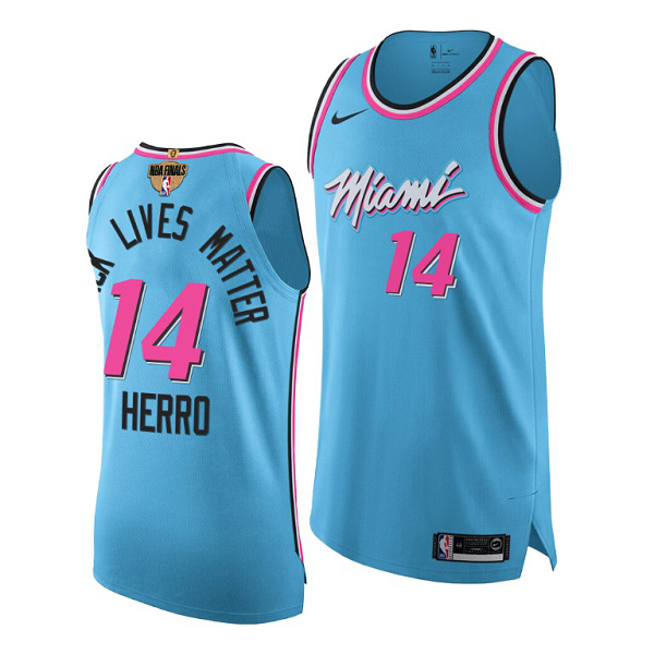 Tyler Herro Miami Heat 2020 NBA Finals Blue Jersey BLM Social justice