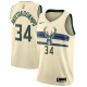 Nike Men's Milwaukee Bucks #34 Giannis Antetokounmpo Cream Swingman City Edition NBA Jersey