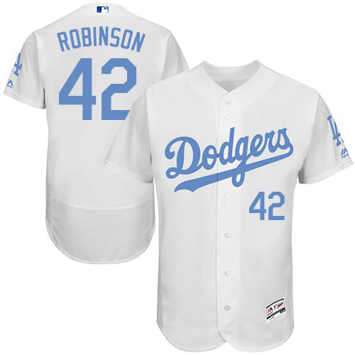 Los Angeles Dodgers #42 Jackie Robinson White Flexbase Collection 2016 Father's Day Stitched MLB Jersey