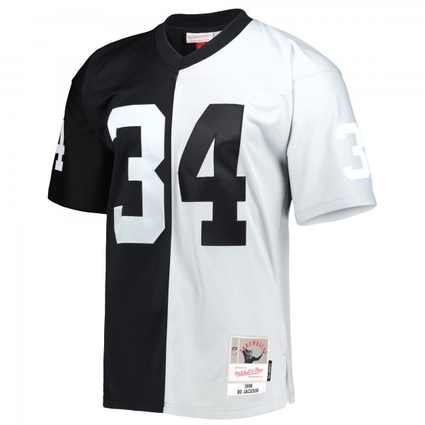 Men's Las Vegas Raiders Bo Jackson Mitchell & Ness Black/Silver 1988 Split Legacy Replica Jersey