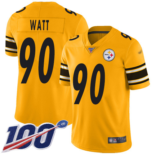 Pittsburgh Steelers #90 T. J. Watt Gold Men's Stitched NFL Limited Inverted Legend 100th Season Jersey