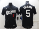 Men's Nike Los Angeles Dodgers #5 Freddie Freeman Black Stitched MLB Cool Base Jersey