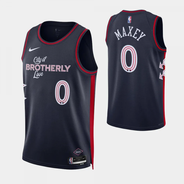 Philadelphia 76ers #0 Tyrese Maxey 2023-24 City Edition Navy Jersey