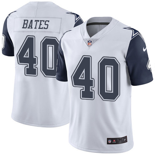 Dallas Cowboys #40 Bill Bates Men's Limited White Rush Jersey