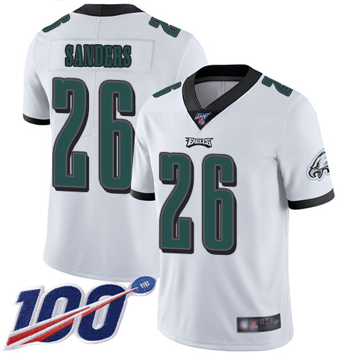 Philadelphia Eagles #26 Miles Sanders White Men's Stitched NFL 100th Season Vapor Limited Jersey