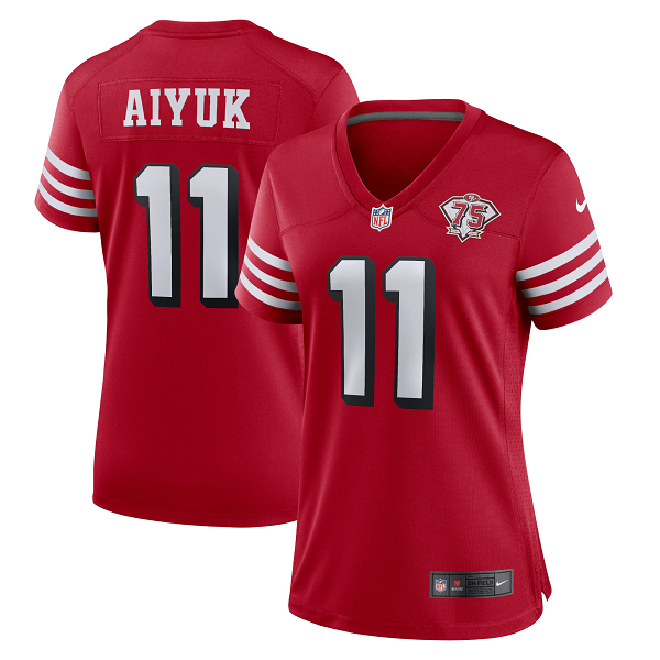 Women's San Francisco 49ers #11 Brandon Aiyuk Nike Scarlet 75th Anniversary Alternate Player Limited Jersey