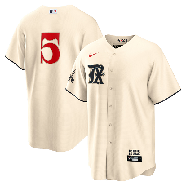 Men's Texas Rangers Corey Seager #5 Nike Cream 2023 City Connect Cool Base Player Jersey