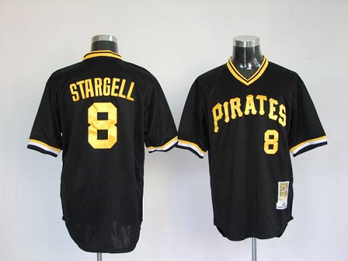 Mitchell And Ness Pittsburgh Pirates #8 Willie Stargell Stitched Black Throwback MLB Jersey