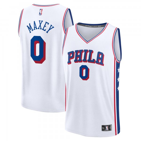 Men's Philadelphia 76ers #0 Tyrese Maxey White 2023/24 Fast Break Replica Association Edition Jersey