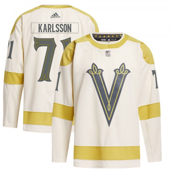 Men's Vegas Golden Knights #71 William Karlsson adidas Cream 2024 NHL Winter Classic Primegreen Player Jersey