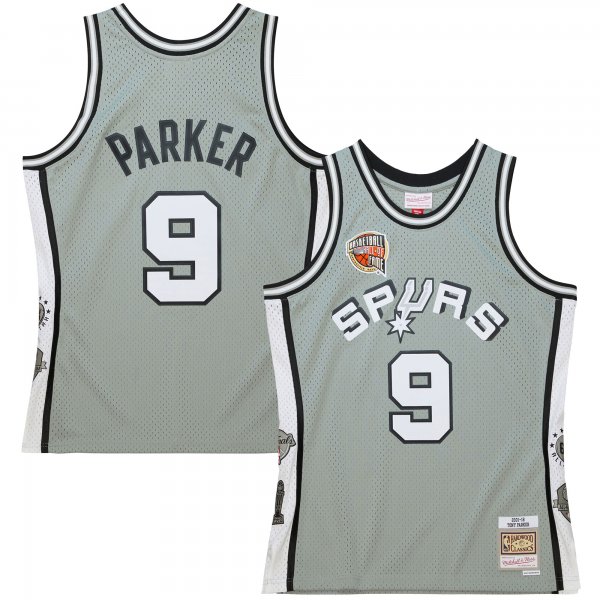 Unisex San Antonio Spurs Tony Parker Mitchell & Ness Gray Hall of Fame Class of 2023 Throwback Swingman Jersey