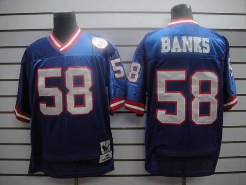 Men's Mitchell and Ness New York Giants #58 Carl Banks White Stitched NFL Jersey